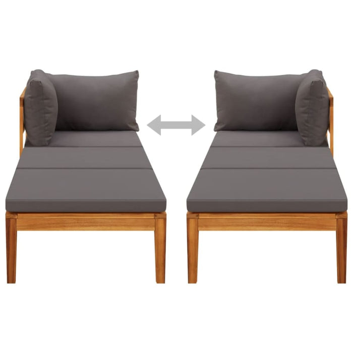 Sun Lounger with 1 Armrest Dark Grey Solid Acacia Wood