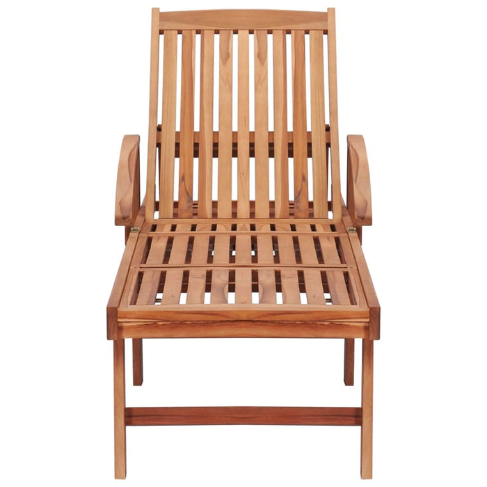 Sun Lounger With Anthracite Cushion Solid Teak Wood Tbltbbl