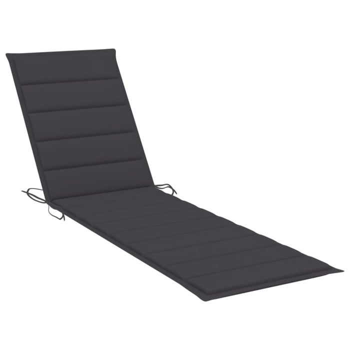 Sun Lounger With Anthracite Cushion Solid Teak Wood Tbltbbl
