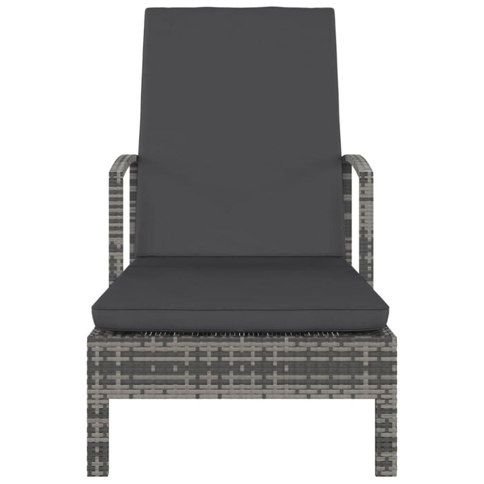 Sun Lounger with Armrests Poly Rattan Grey Anoxl