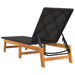 Sun Lounger Black and Brown Poly Rattan&solid Wood Acacia
