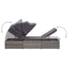 Sun Lounger with Canopy and Cushion Poly Rattan Grey Alxan