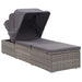 Sun Lounger with Canopy and Cushion Poly Rattan Grey Alxan