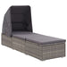 Sun Lounger with Canopy and Cushion Poly Rattan Grey Alxan
