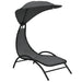 Sun Lounger with Canopy Dark Grey 167x80x195 Cm
