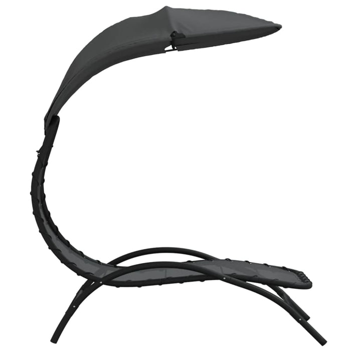 Sun Lounger with Canopy Dark Grey 167x80x195 Cm