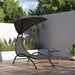Sun Lounger with Canopy Dark Grey 167x80x195 Cm