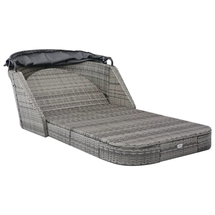 Sun Lounger with Canopy Poly Rattan Anthracite Akakl