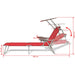 Sun Lounger with Canopy Steel Red Axktt