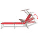 Sun Lounger with Canopy Steel Red Axktt