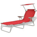 Sun Lounger with Canopy Steel Red Axktt