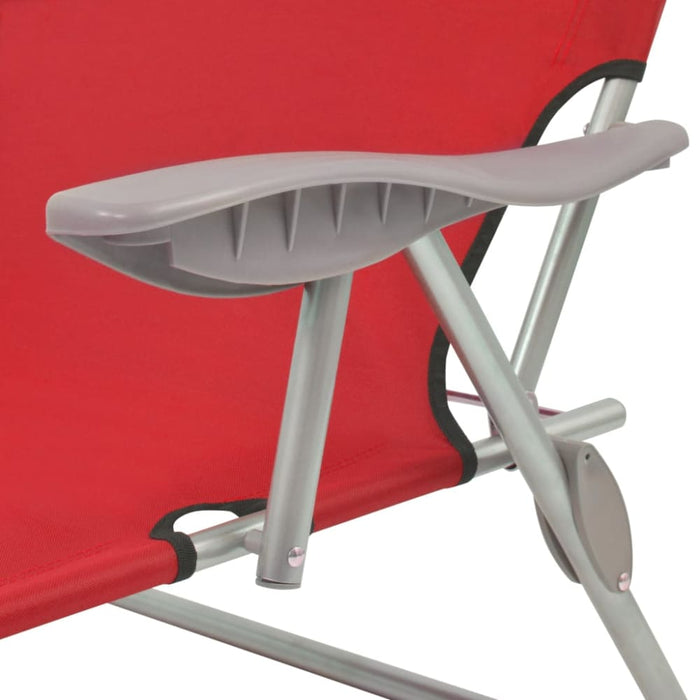 Sun Lounger with Canopy Steel Red Axktt