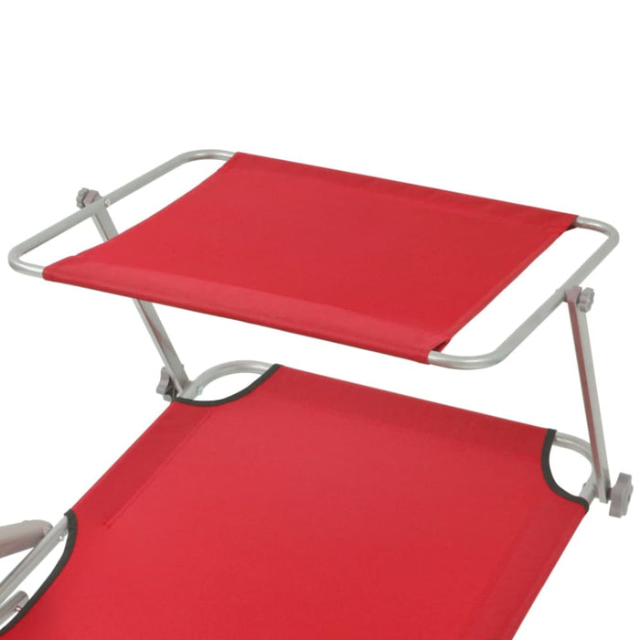 Sun Lounger with Canopy Steel Red Axktt
