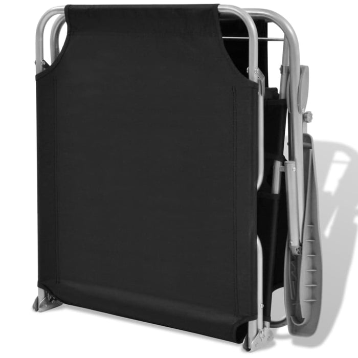 Sun Lounger with Canopy Steel Black Axktx