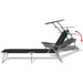 Sun Lounger with Canopy Steel Black Axktx
