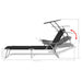 Sun Lounger with Canopy Steel Black Axktx