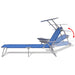 Sun Lounger with Canopy Steel Blue Axkto