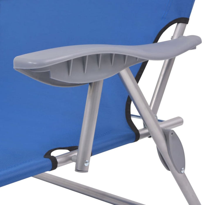 Sun Lounger with Canopy Steel Blue Axkto