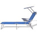 Sun Lounger with Canopy Steel Blue Axkto