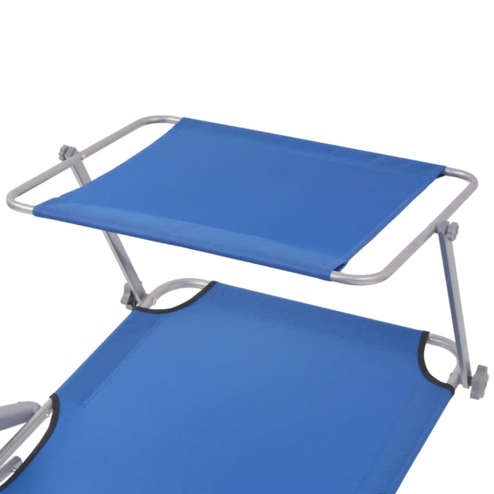 Sun Lounger with Canopy Steel Blue Axkto