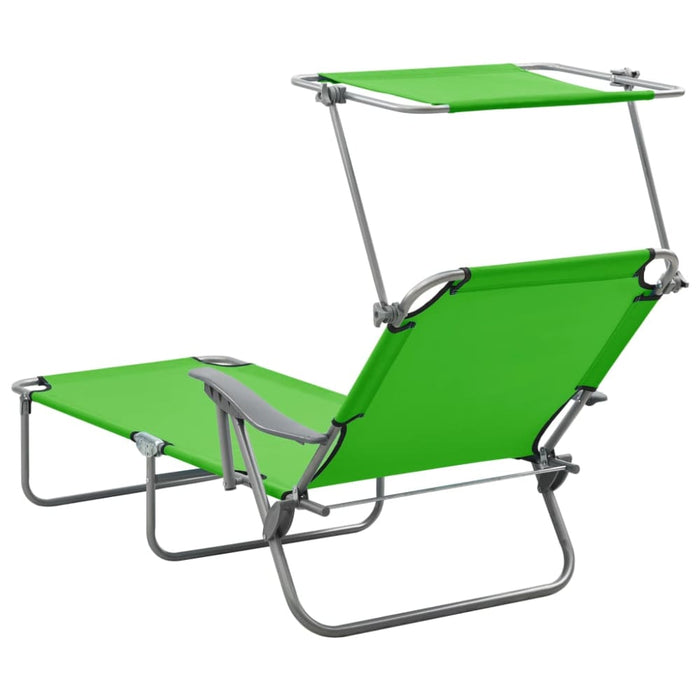 Sun Lounger with Canopy Steel Green Tobttp