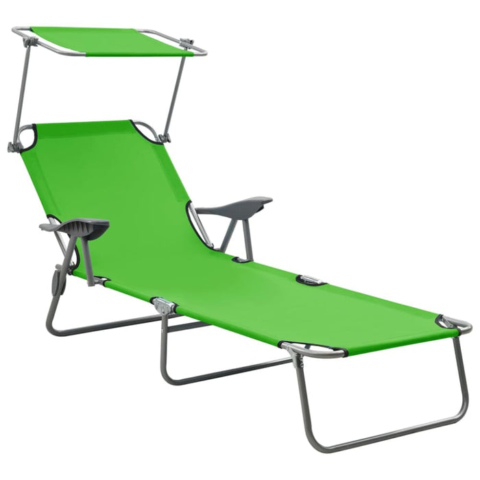 Sun Lounger with Canopy Steel Green Tobttp