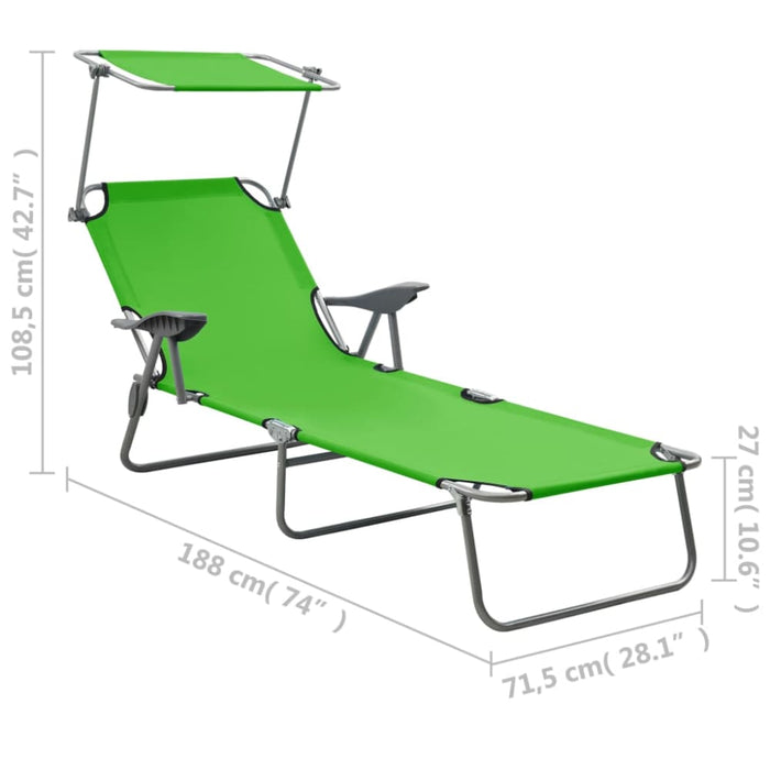Sun Lounger with Canopy Steel Green Tobttp