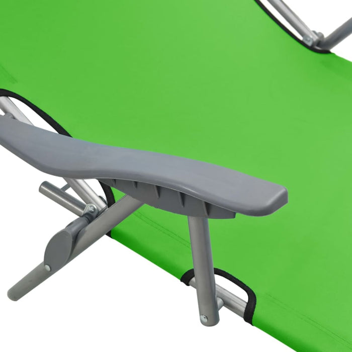 Sun Lounger with Canopy Steel Green Tobttp