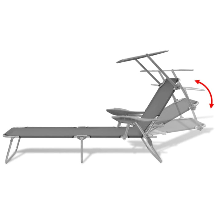 Sun Lounger with Canopy Steel Grey Axkta