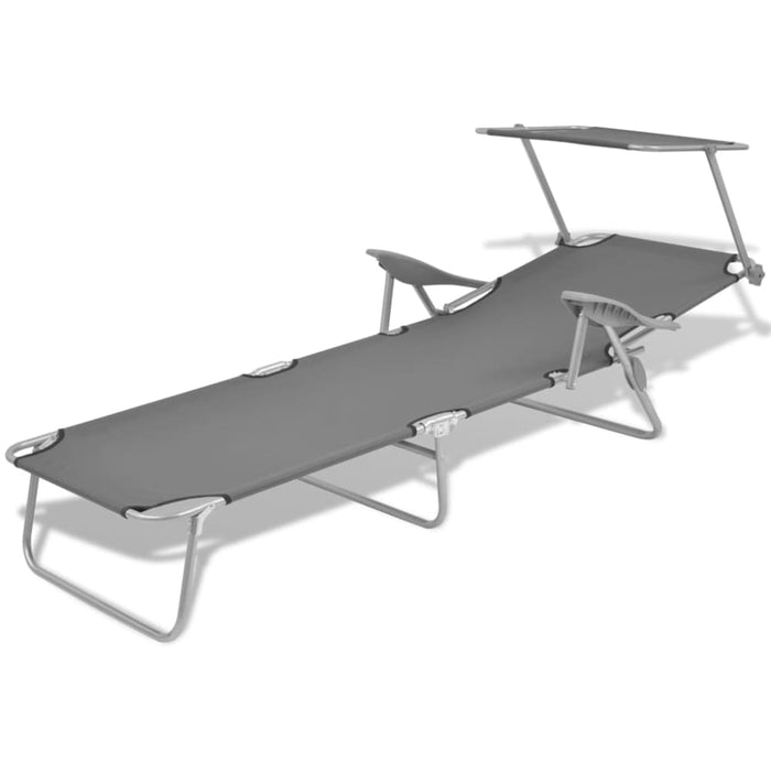Sun Lounger with Canopy Steel Grey Axkta