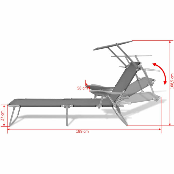 Sun Lounger with Canopy Steel Grey Axkta