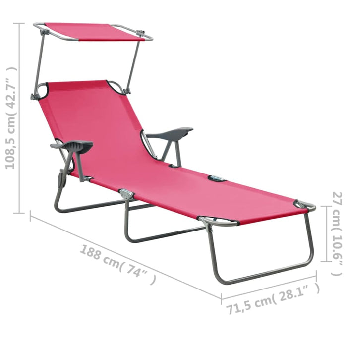 Sun Lounger With Canopy Steel Pink Tobtti