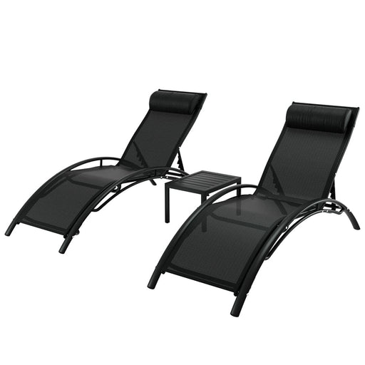 Sun Lounger Chaise Lounge Chair Table Patio Outdoor Setting