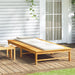 Sun Lounger with Cream White Cushion and Pillow Solid Wood
