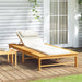 Sun Lounger with Cream White Cushion and Pillow Solid Wood