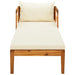 Sun Lounger with Cream White Cushions Solid Acacia Wood
