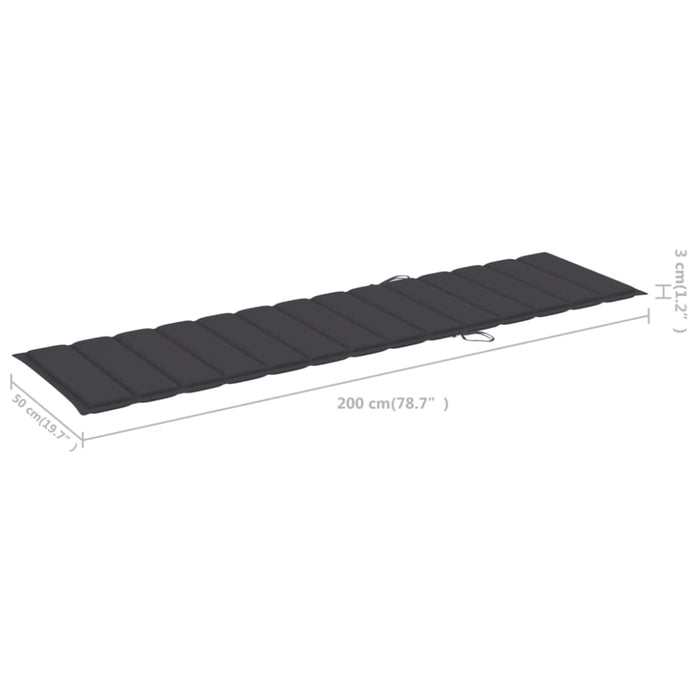 Nz Local Stock- Sun Lounger Cushion Anthracite 200x50x3 Cm