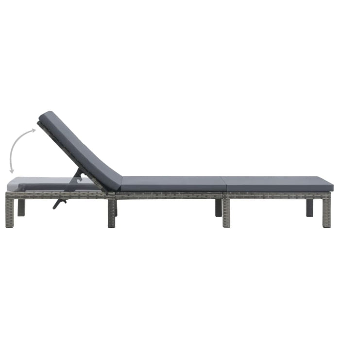 Sun Lounger with Cushion Poly Rattan Anthracite Aiipx