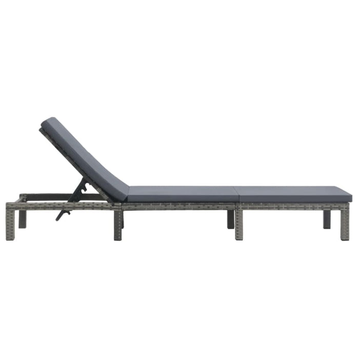 Sun Lounger with Cushion Poly Rattan Anthracite Aiipx