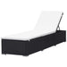 Sun Lounger with Cushion Poly Rattan Black Aaaba