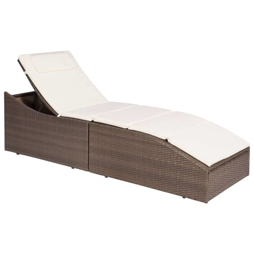 Sun Lounger with Cushion Poly Rattan Brown Aaotp