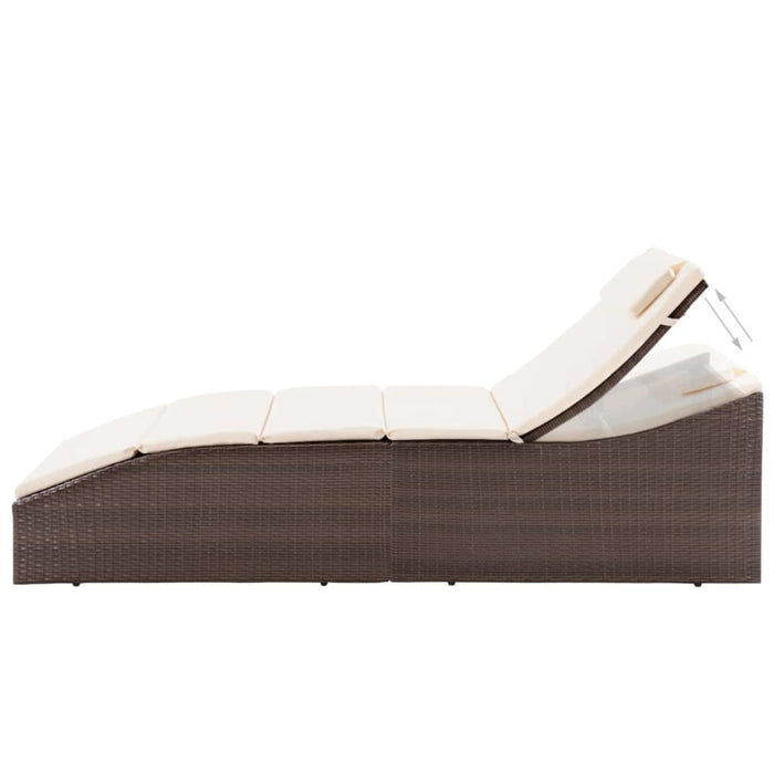Sun Lounger with Cushion Poly Rattan Brown Aaotp