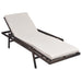 Sun Lounger with Cushion Poly Rattan Brown Atobi