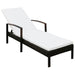 Sun Lounger with Cushion Poly Rattan Brown Axkao