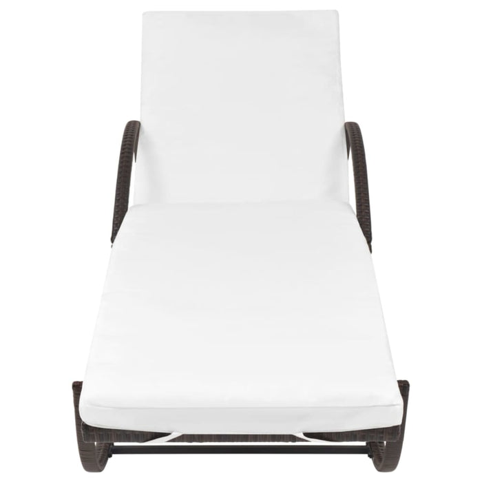 Sun Lounger with Cushion Poly Rattan Brown Axnnt