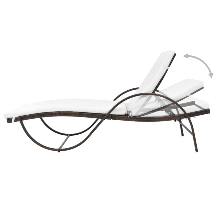 Sun Lounger with Cushion Poly Rattan Brown Axnnt