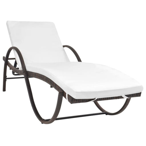 Sun Lounger with Cushion Poly Rattan Brown Axnnt