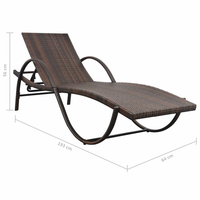Sun Lounger with Cushion Poly Rattan Brown Axnnt