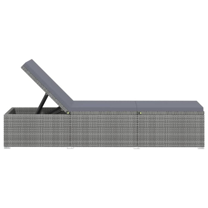 Sun Lounger with Cushion Poly Rattan Grey Alxxb