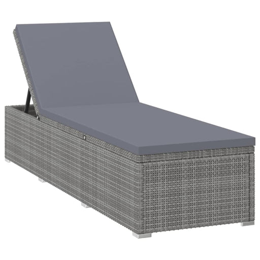Sun Lounger with Cushion Poly Rattan Grey Alxxb